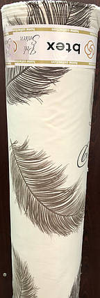 Світла щільна тканина 220 см для постільної білизни Полісатин 135 поліестер із принтом пір'я, у рулоні 60 м, фото 2