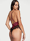 Пеньюар-ромпер Victoria's Secret Satin Lace High-Leg Romper, Червоний леопардовий, фото 2