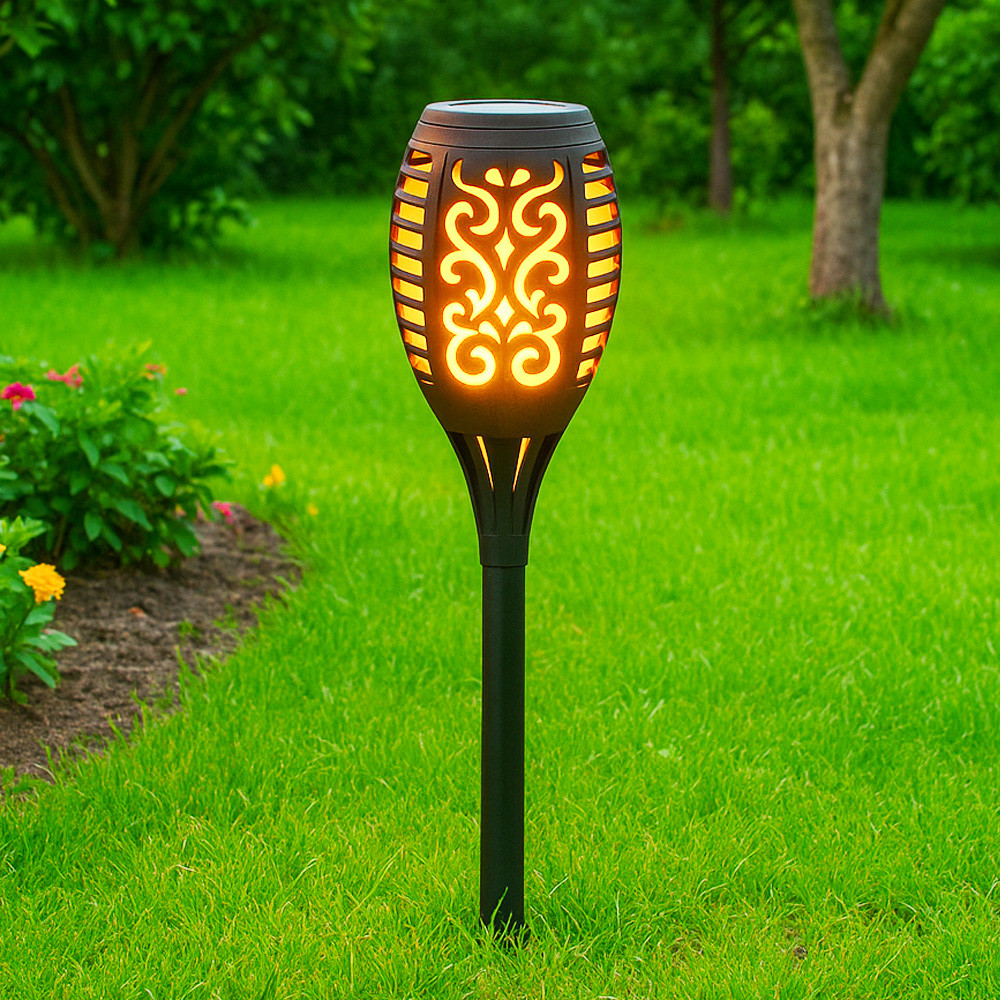 Садовий світильник на сонячній батареї 52см, 96LED, Solar flame / Вуличний ліхтар з ефектом полум'я, фото 1