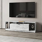 Тумба під TV широка з 3 відкритими полицями і 1 закритою з ламінованого ДСП довгі тумби під тв у вітальню, фото 5