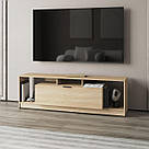Тумба під TV широка з 3 відкритими полицями і 1 закритою з ламінованого ДСП довгі тумби під тв у вітальню, фото 3