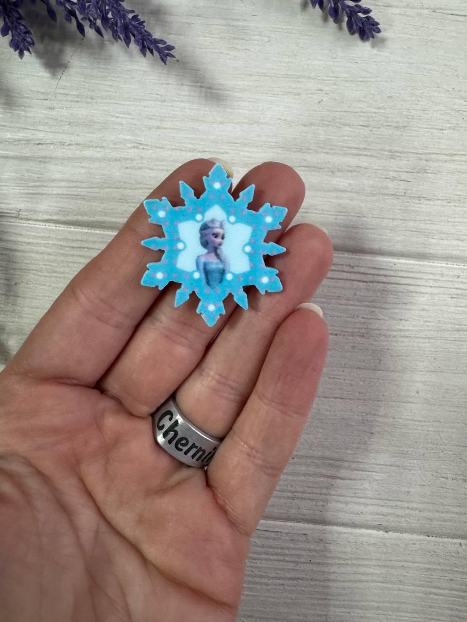 Кабошон плоский " Ельза в сніжинці  " 10 шт