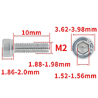 Гвинт із шестигранною головкою DIN912 M2*10 Болт із циліндричною головкою та внутрішнім шестигранником