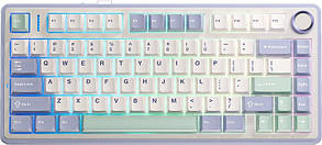 Клавіатура бездротова Aula F75 Gasket Greywood V3 switch Hot-Swap PBT 2.4G wireless BT White (6948391208640)