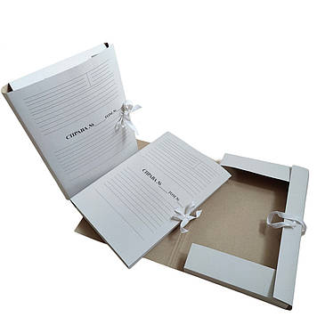 Папка архівна, з титульною сторінкою "Справа Том" 215х310 мм на зав'язках висота корінець 0,7-2,6 см (25шт)