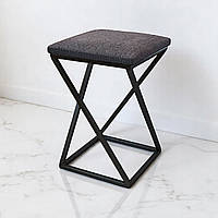 Табурет кухонний лофт м’який Marble чорний/коричневий