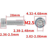 Гвинт із шестигранною головкою DIN912 M2,5*28 Болт із циліндричною головкою та внутрішнім шестигранником