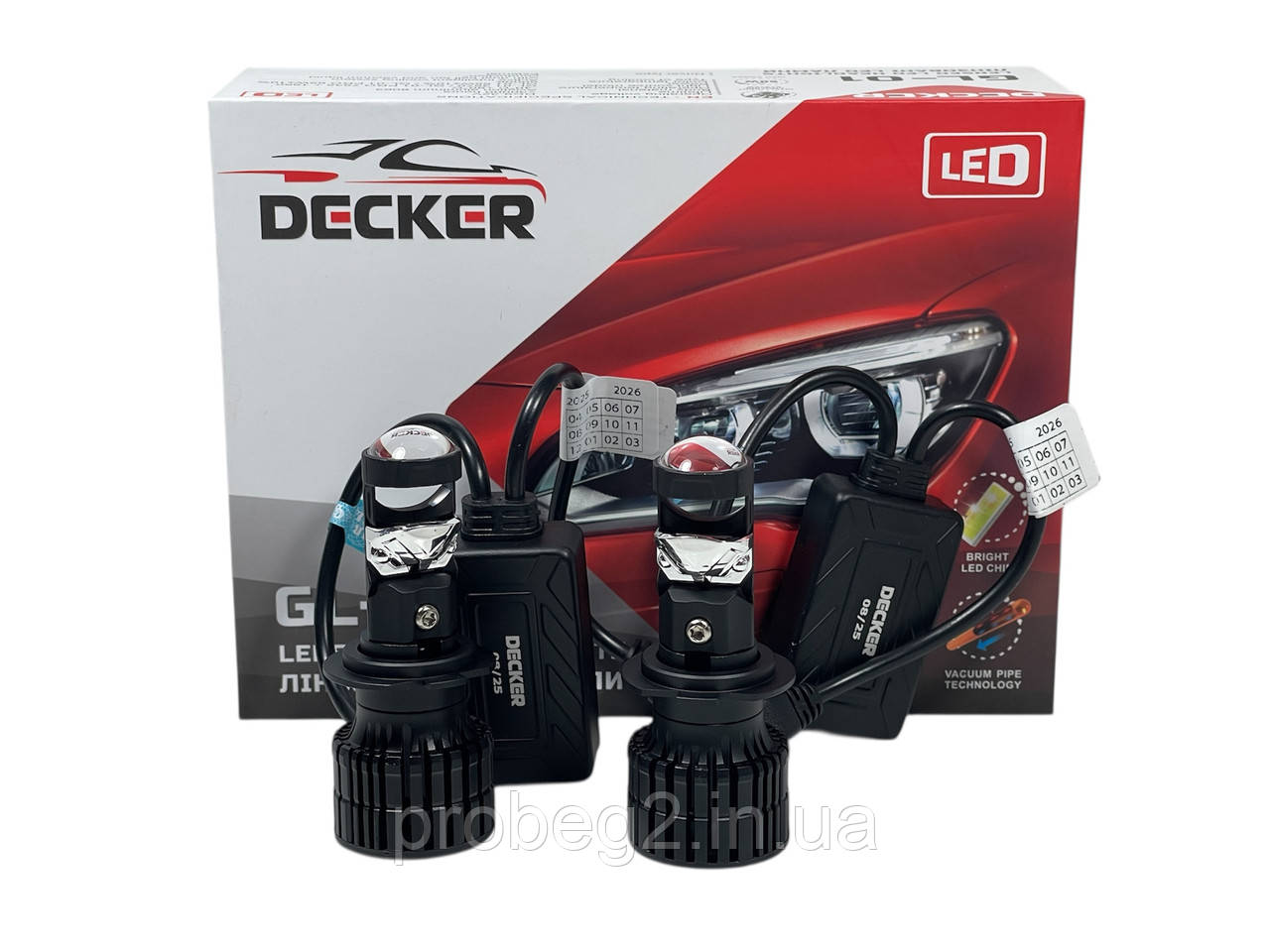 Світлодіодні лінзовані led-лампи Decker h7 Gl-01 55 W 8000 lm 12-24v комплект