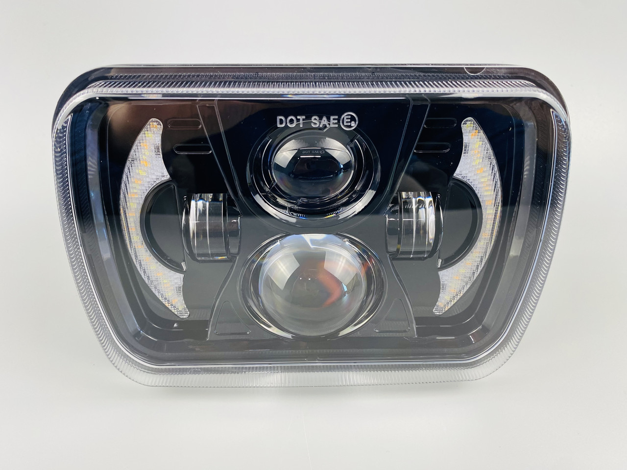 Фара LED прямокутна 95W ближній + дальній + повороти алюмінієвий корпус, фото 1