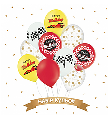 Набір кульок  Belbal 12" (30 см) "Формула", білий, червоний, жовтий, (10 шт)