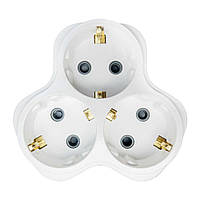 Трійник Violux 3 гнізда з заземленням білий