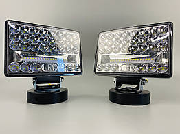 Фара LED прямокутна 144W 6000K (48 діодів) (15см х 11см х 3см) (ближній + дальній) ПОЛЕГШЕНИЙ КОРПУС!