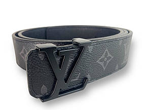 Ремінь шкіряний Louis Vuitton ширина 38мм колір Чорний пряжка чорна