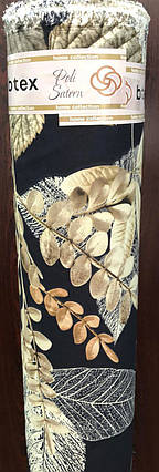 Чорна тканина 220 см для постільної білизни Полісатин 135 рослинний принт листя, у рулоні 60м, фото 2