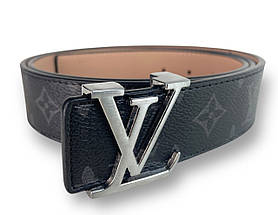 Ремінь шкіряний Louis Vuitton ширина 38мм колір Чорний пряжка нікель