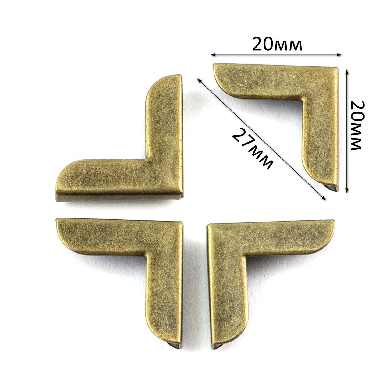 Кутики для альбомів Бронза 20*20*5мм 4шт KTM057, фото 1