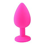 Силіконова пробка для анальної стимуляції 7 х 2.8 см, Рожева втулка із кристалом, Інтимні іграшки, фото 3