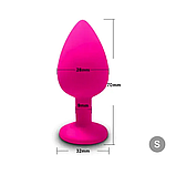 Силіконова пробка для анальної стимуляції 7 х 2.8 см, Рожева втулка із кристалом, Інтимні іграшки, фото 4