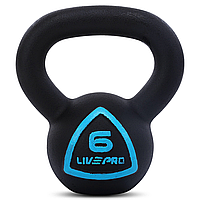 Гиря 6 кг тренувальна цільна чавунна цільна пофарбована LiveUp LP8041-6 Чорний