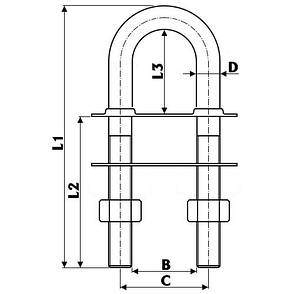 Рим-болт U-подібний Deluxe, 100/122/167 мм, неіржавка сталь, Osculati., фото 3