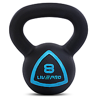 Гиря 8 кг тренувальна цільна чавунна цільна пофарбована LiveUp LP8041-8 Чорний