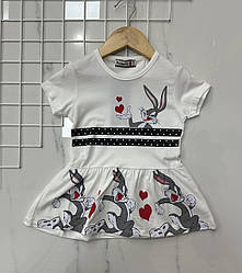 Дитяче плаття з зайчиком, короткий рукав Розміри: 2,3,4,5 років (38068-3)