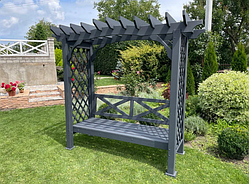 Дерев'яна гойдалка-пергола з дахом