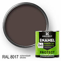 Емаль антикорозійна 3 в 1 PROTECT шовковисто-матова, 2,7 кг, Коричневий RAL 8017 remont.vdome