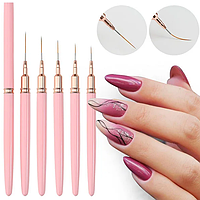Пензлі для манікюру для тонких ліній з довжиною ворсу від 0,65 до 2,6 см, набір 5 шт