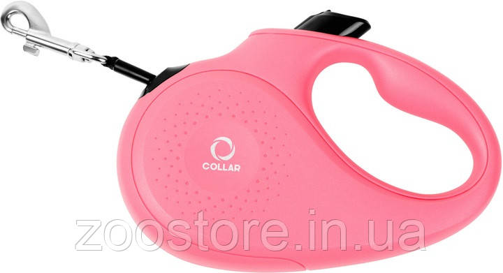 Повідець-рулетка COLLAR для собак до 12 кг, розмір XS, 3 метра, Рожевий, фото 1