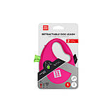 Повідець-рулетка з контейнером для пакетів COLLAR WAUDOG для собак до 12 кг, розмір S, 3 метра, Рожевий, фото 3