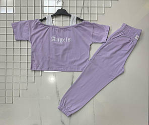 Турецький костюм футболка та капрі для дівчинки підлітка Розміри: 9,10,11,12 років (38081)