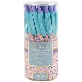Ручка Axent AB1090-25-A кулькова автом. Flowers, синя, 24 шт