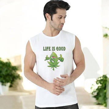 Майка с коноплей для растама размер М. Мужская майка с приколом