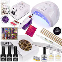 Набір для манікюру з лампою SUNone, фрезером Lina Mercedes 2000, матеріалами для покриття та декору - AS-17