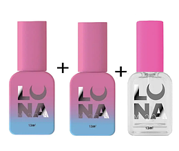 Базовий набір для покриття гель-лаком: LUNAMoon Rubber base, Top Non Wipe, Ultrabond (13 мл)