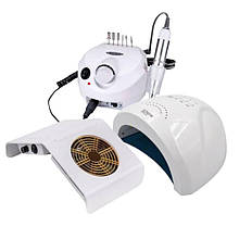 Набір для манікюру з лампою Sunone, фрезером 601 на 65Вт, витяжкою BQ-858-2A, AS-19