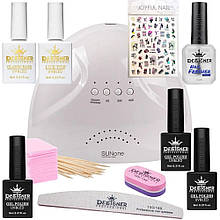12в1 Стартовий набір для виконання манікюру з лампою SUNone з матеріалами для покриття та декору нігтів - AS-22