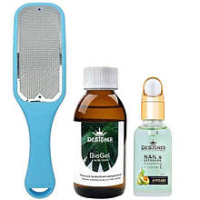 Набір для домашнього педикюру: пилка №185 + пілінг BioGel (120 мл.) + олія для кутикули (30 мл.)