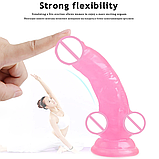 Фалоімітатор на присосці 15 см Рожевий реалістик, Штучний член для вагінальної стимуляції анальної, інтимні іг, фото 4