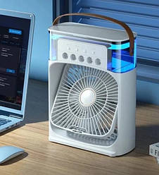 Портативний USB-вентилятор з функцією зволоження повітря, LED-підсвічуванням та таймером Mini Cooling Fan 9418 White