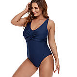 Купальник жіночий суцільний синій батал, фото 4