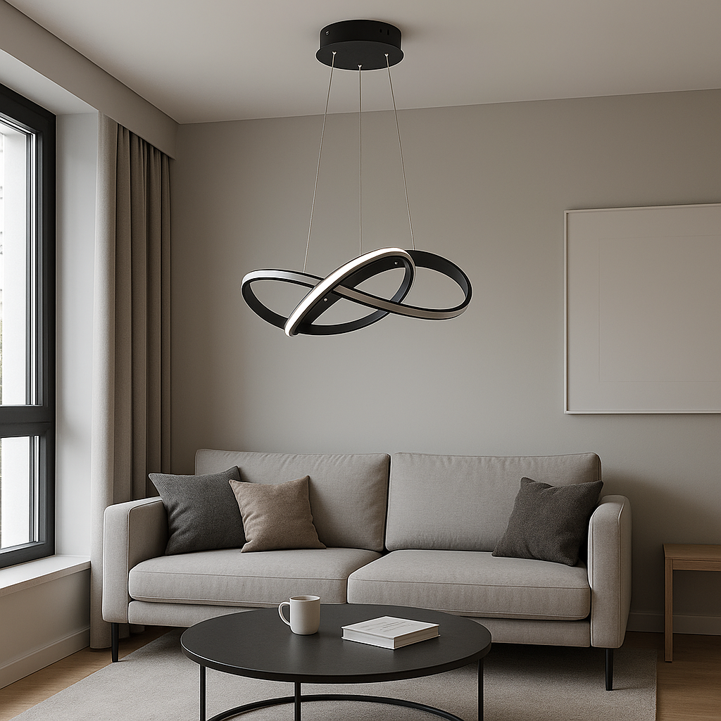 Світлодіодна підвісна люстра з пультом F+Light 50W до 12 м² колір Чорний BL-18125-1P, фото 1