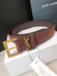 Ремінь шкіряний замш Yves Saiint Laurent (YSL)