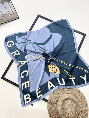 Шовкова хустка Леди 70*70 см сіро-блакитний, фото 1