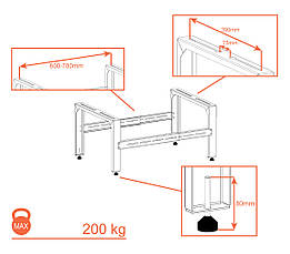 Підставка для зовнішніх блоків теплових насосів та кондиціонерів (регульована) 600х420х318мм ТМ "KOLCHUGA" (Кольчуга), фото 3