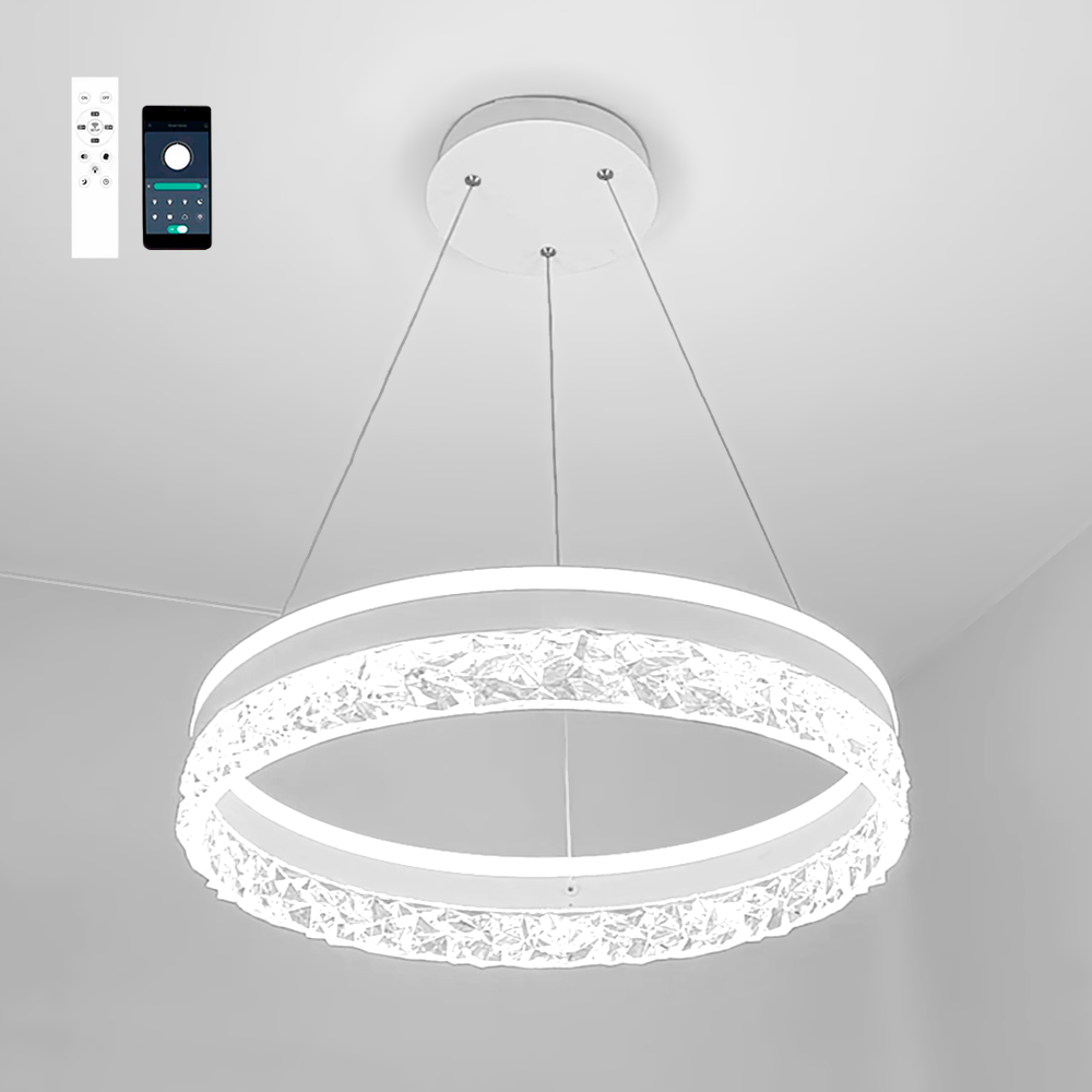 Світлодіодна люстра Esllse STELLA ice 80W R APP біла Ø50×120см підвісна з пультом та додатком для смартфону WHITE/CLEAR 220V IP20