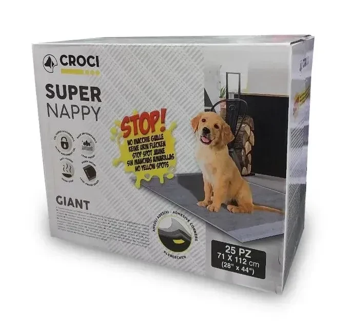 Одноразові пелюшки для собак з активованим вугіллям 71*112 см Croci Super nappy 25 шт/уп, фото 1