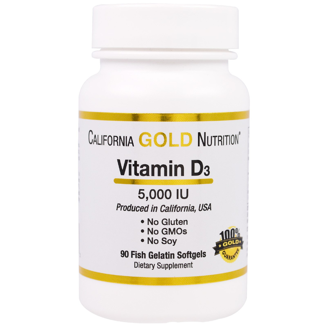 Витамин D3, 5000 IU, California Gold Nutrition, 90 капсул