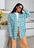 Жіноча подовжена сорочка в клітку (р.48-50,52-54,56-60) фланель бавовна, фото 2